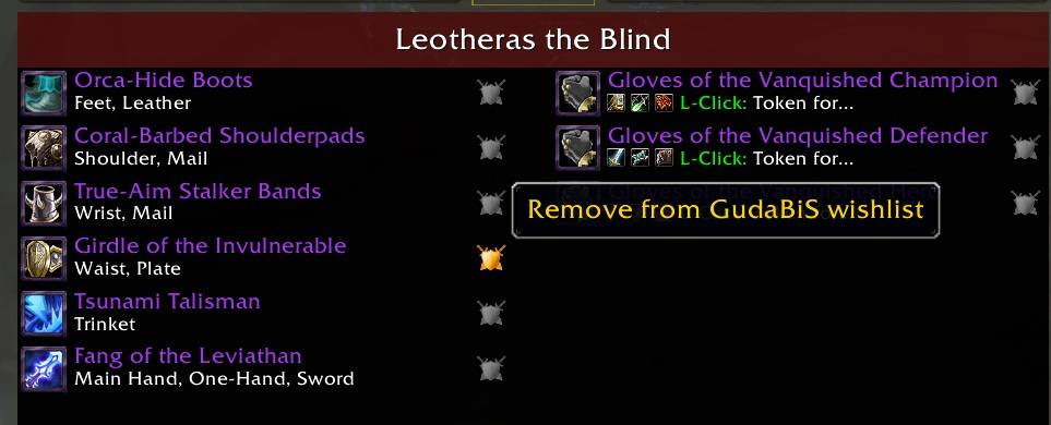 Thumbnail Removing item from GudaBiS wishlist in AtlasLoot