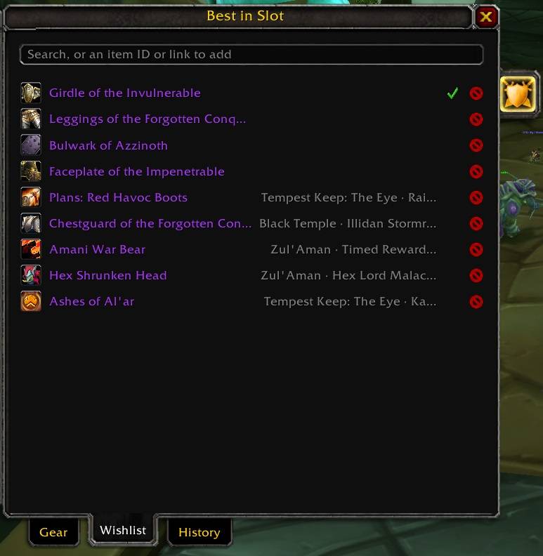 GudaBis Wishlist - items that were added from AtlasLoot, DungeonJournal or Retail Advanture Guide