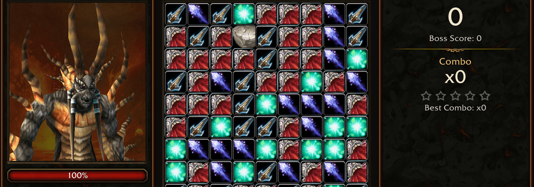 Fight bosses by matching spells
