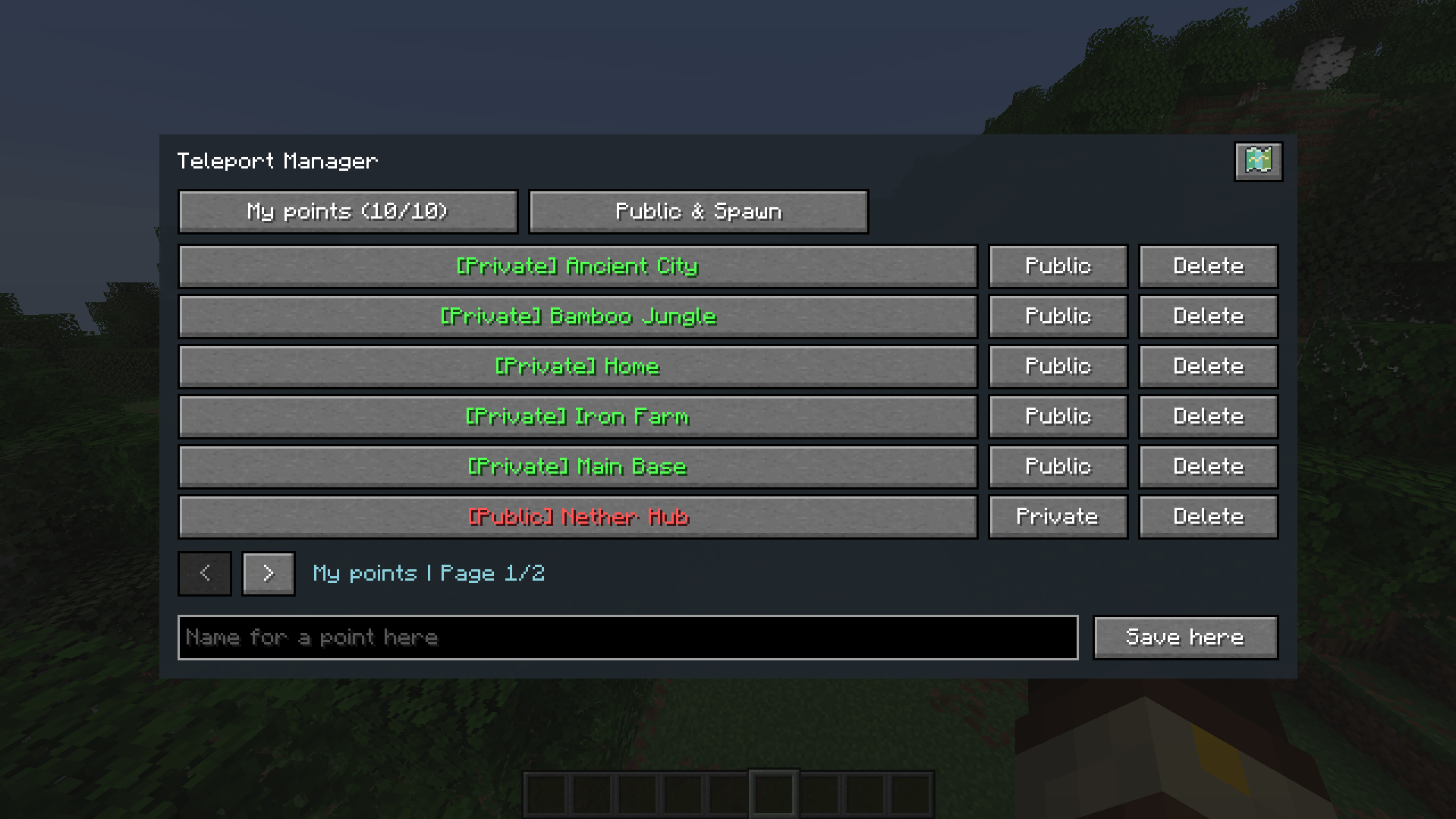 Thumbnail Press K to open the menu. Up to 10 personal points by default, private or public.