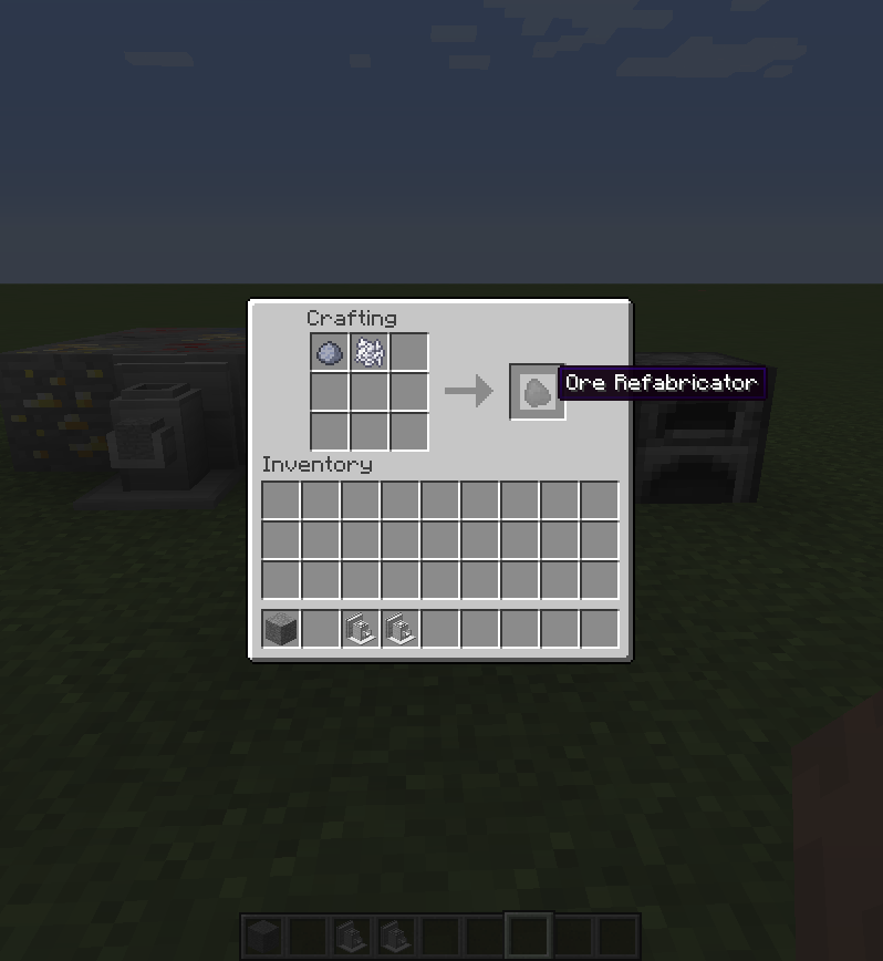 Ore Refabricator Recipe, it combines a clay ball, with a piece of bonemeal