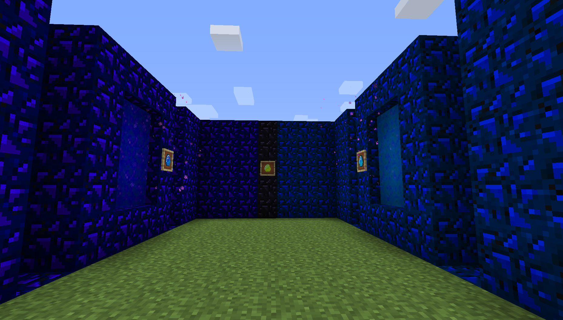 On the left you can see the portal to the DarkSkyUnderworld and to the right
the portal to the DarkSkyOverworld (with portalactivator in item-frame)