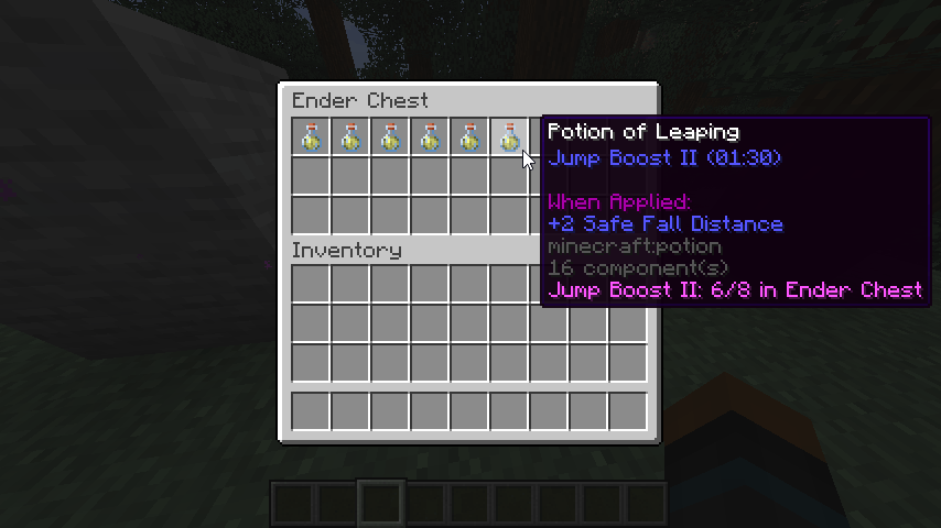 Thumbnail Potion tooltips show how many you’ve stored and how many you still need.