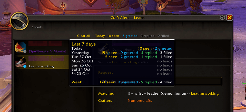 Last 7 days of leads