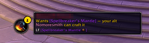 Toast for an item link