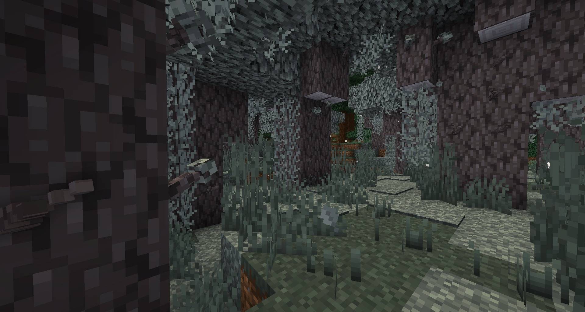 Pale garden with swaying hanging moss