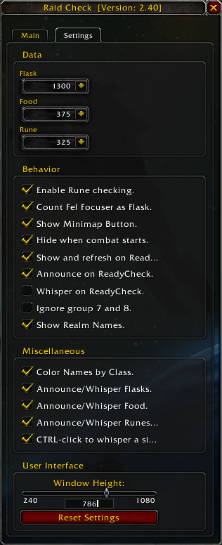 Raid Check Settings Default UI