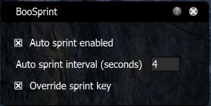 Options window