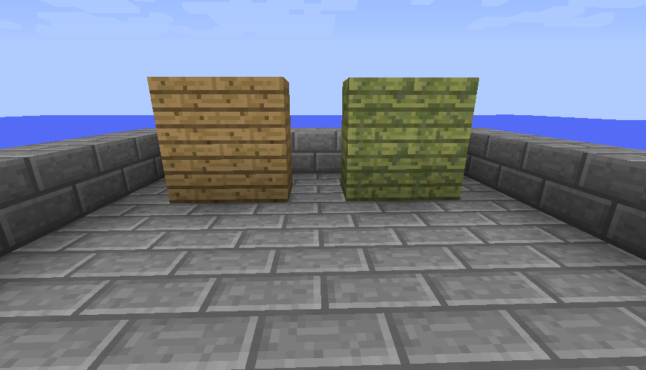 Mossy Planks and Oak Planks comparision