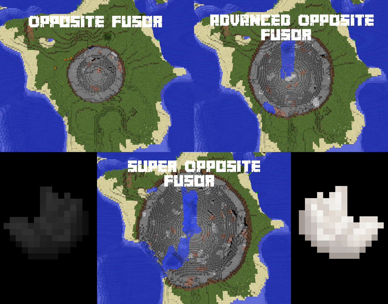 Each of the Opposite Fusors' explosion radii.