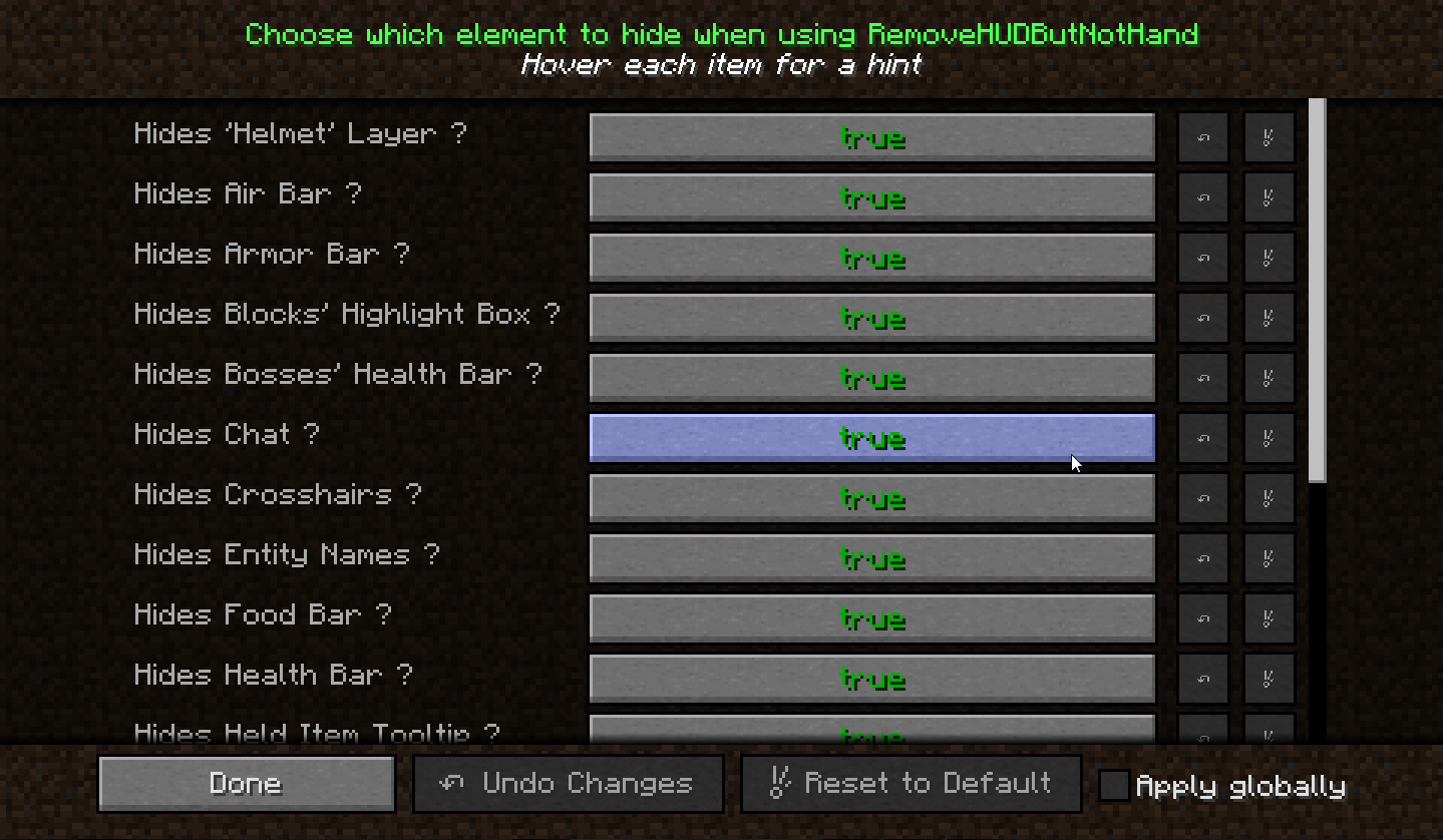 Remove hud. Мод на Интерфейс. Мод Hide names. Моды для майнкрафт 1.12.2 REMOVEHUDBUTNOTHAND. Hide name.