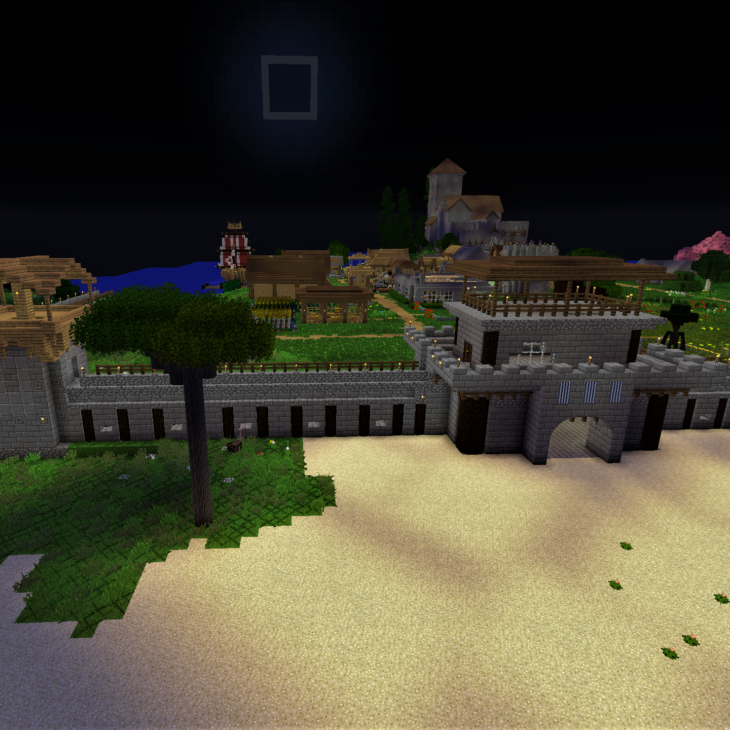 An example of a village in Fantasy Evolved with Minecolonies.