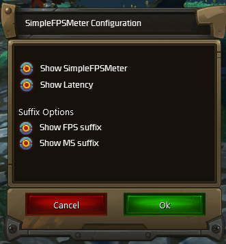 SimpleFPSMeter Configuration Menu