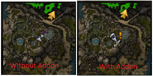 With and without the addon