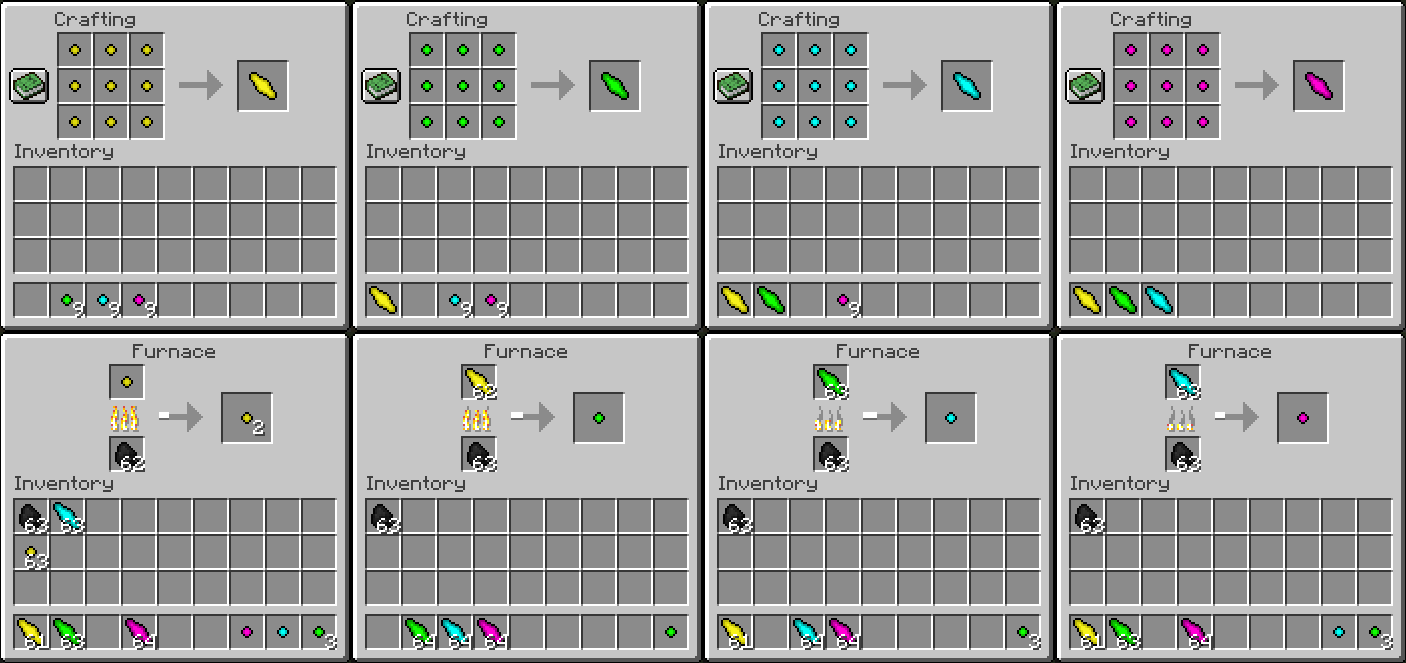 Quick picture of Smelting the different shards, and crafting them from Bits.