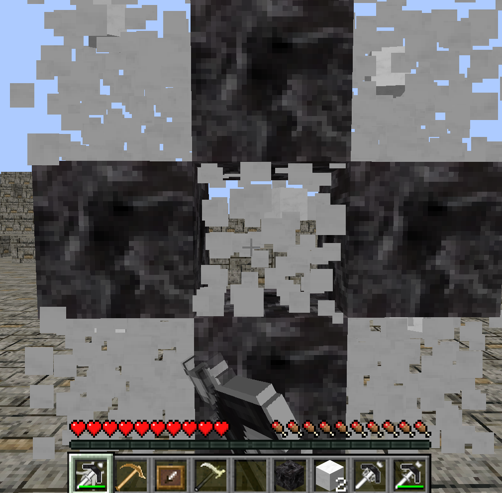 The Bishop Pickaxe break blocks diagonally.