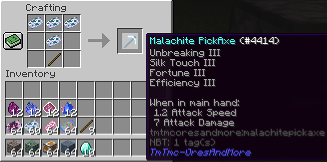 Malachite PickAxe Recipe