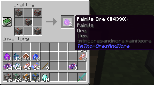 Craft 5 Painite Blocks and get 2 Painite Ores