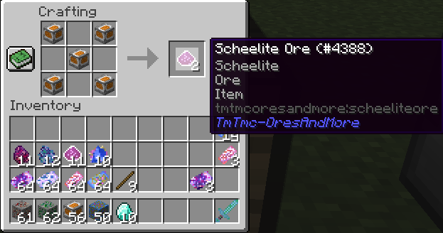 Craft 5 Scheelite Blocks and get 2 Scheelite Ores