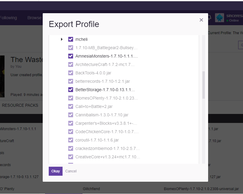 [SOLVED] Modpack Exporting Mods Grayed Out Modpack Discussion