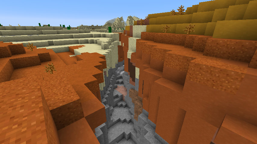 Ravines are now able to reach the surface in sandy biomes