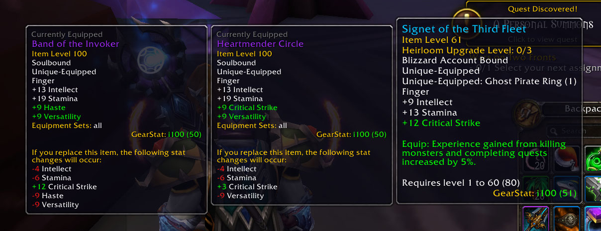 Added line to tooltips for gear