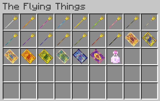 The Flying Things tab on minecraft