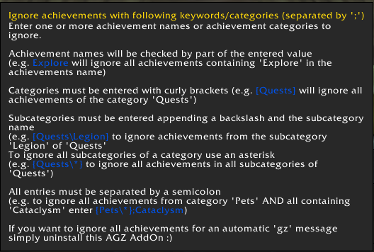 help for configuration for ignoring quests