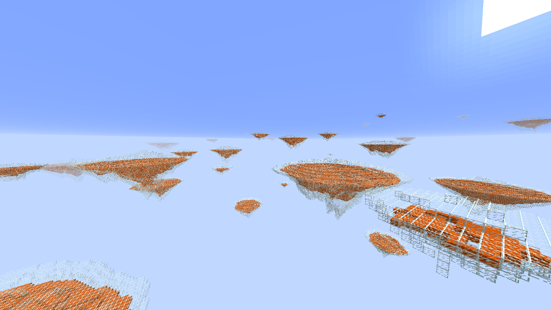 Sky Islands made of glass and filled with lava