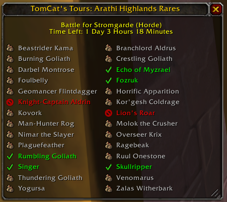 arathi highlands rare addon