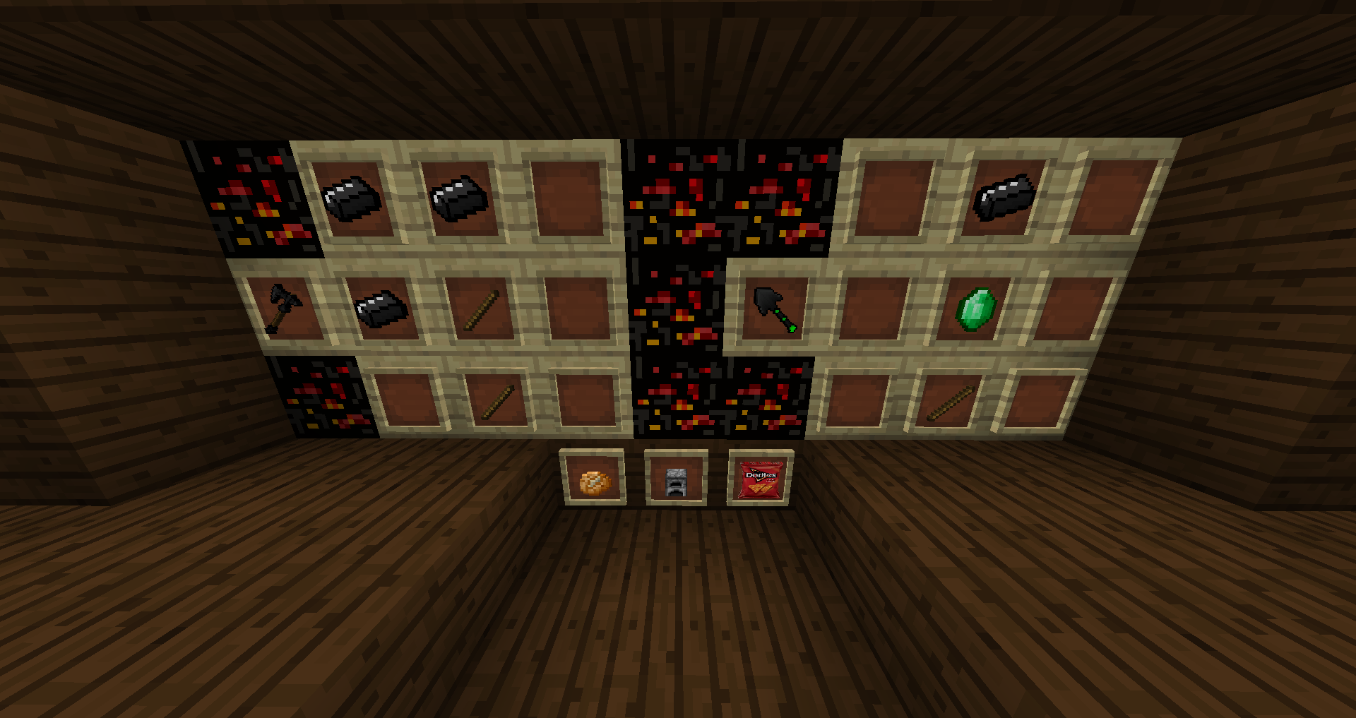 One more picture for showing you the craftings. The last one means if you put the baked potato in the furnace, it will turn in Doritos.
