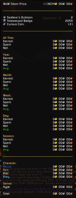 WoW Money Statistics v2.0.0.0