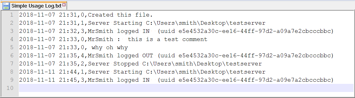 Simple Usage Log.txt