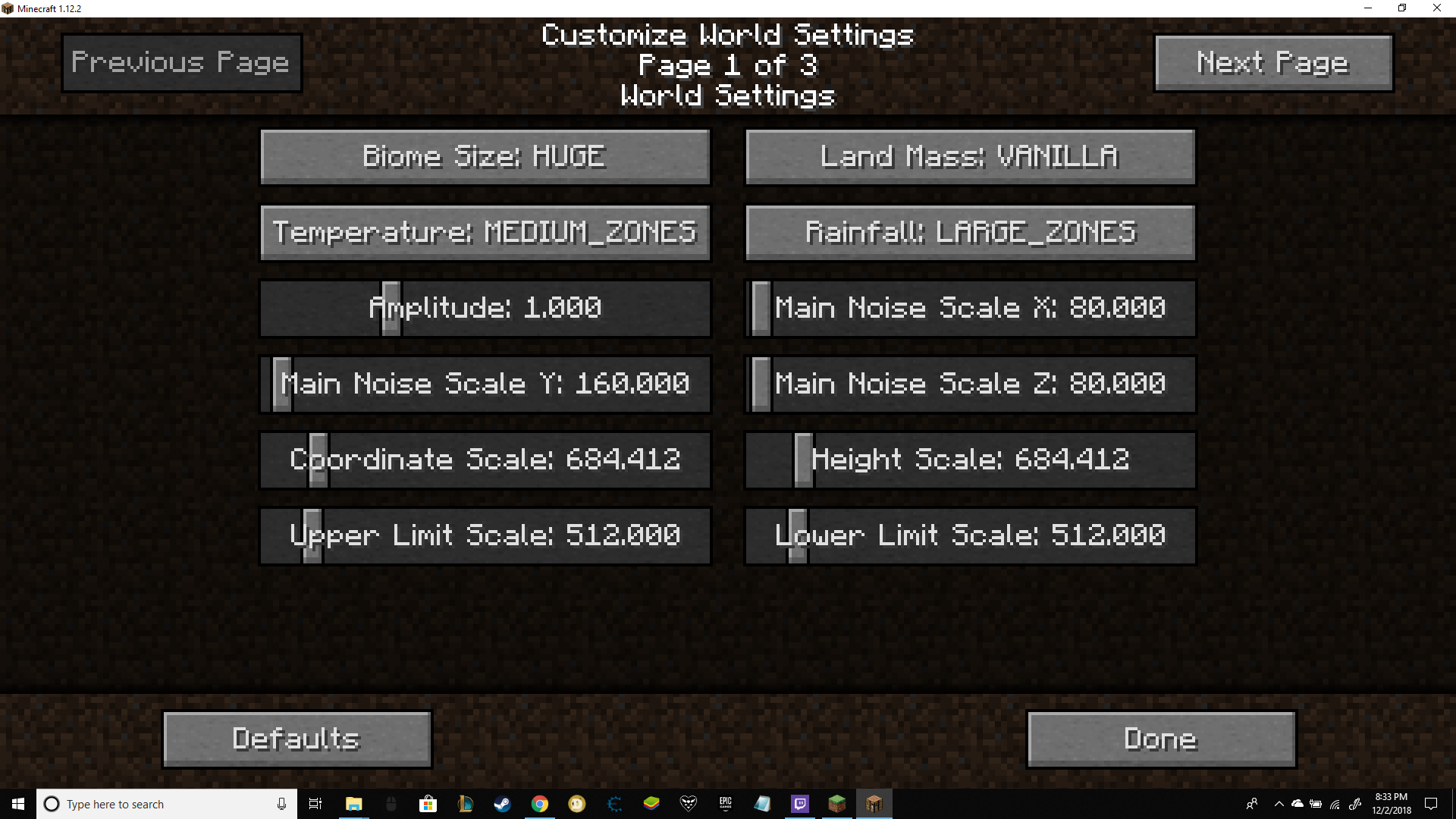 use these settings for ur world