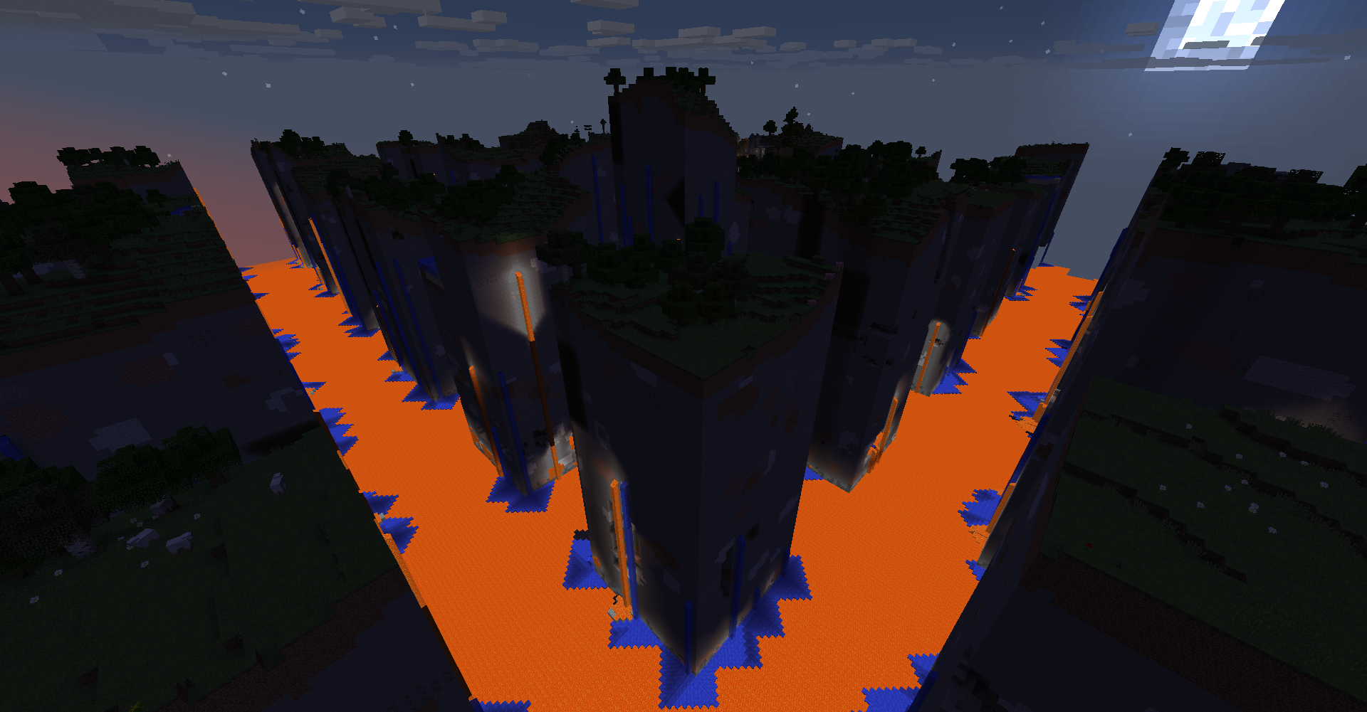 Chunk Grid mode by night w/ lava