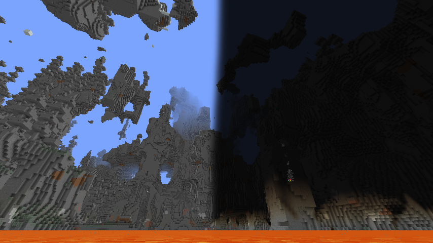 the caves with and without night vision