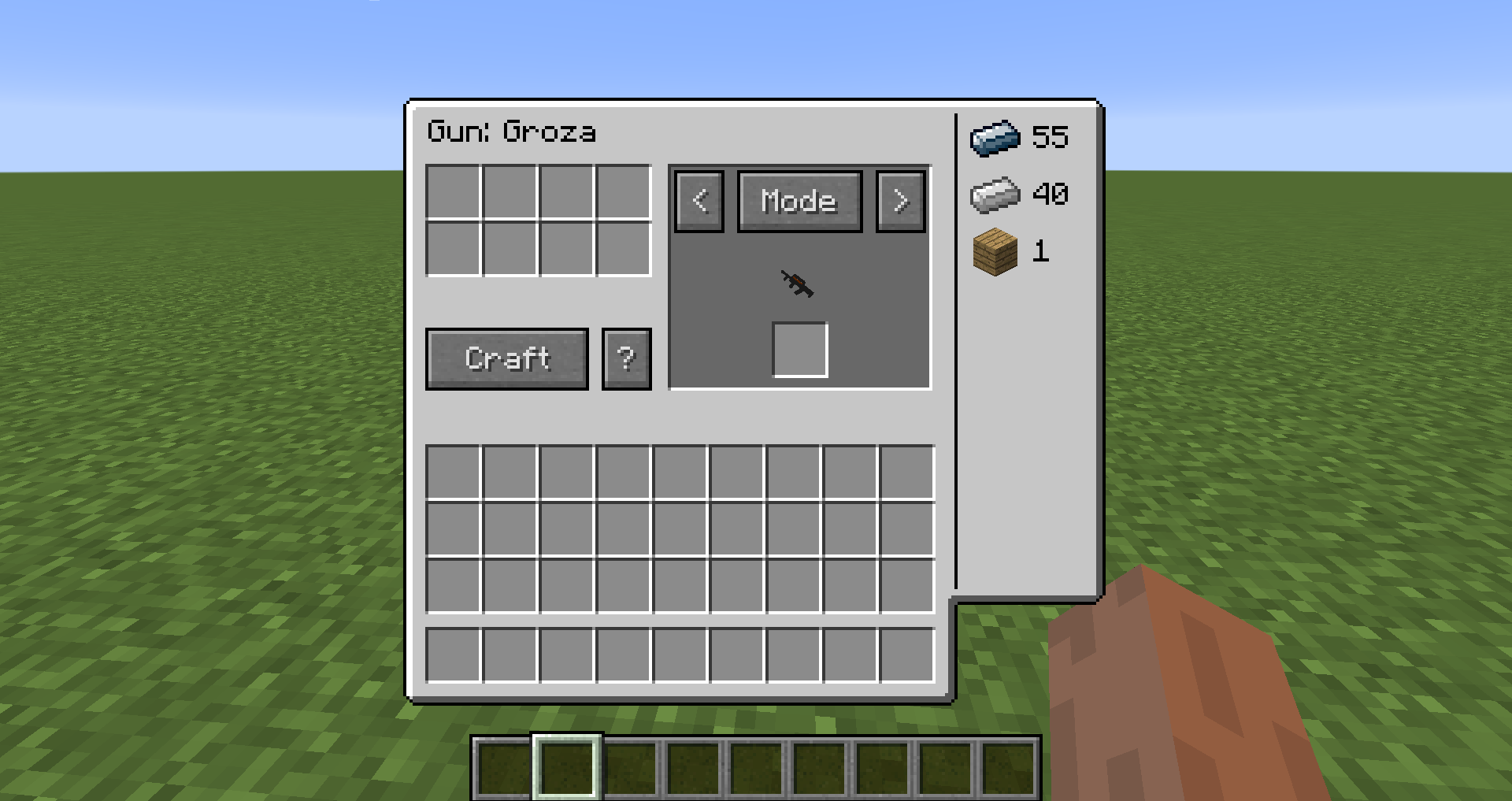 Crafting table gui