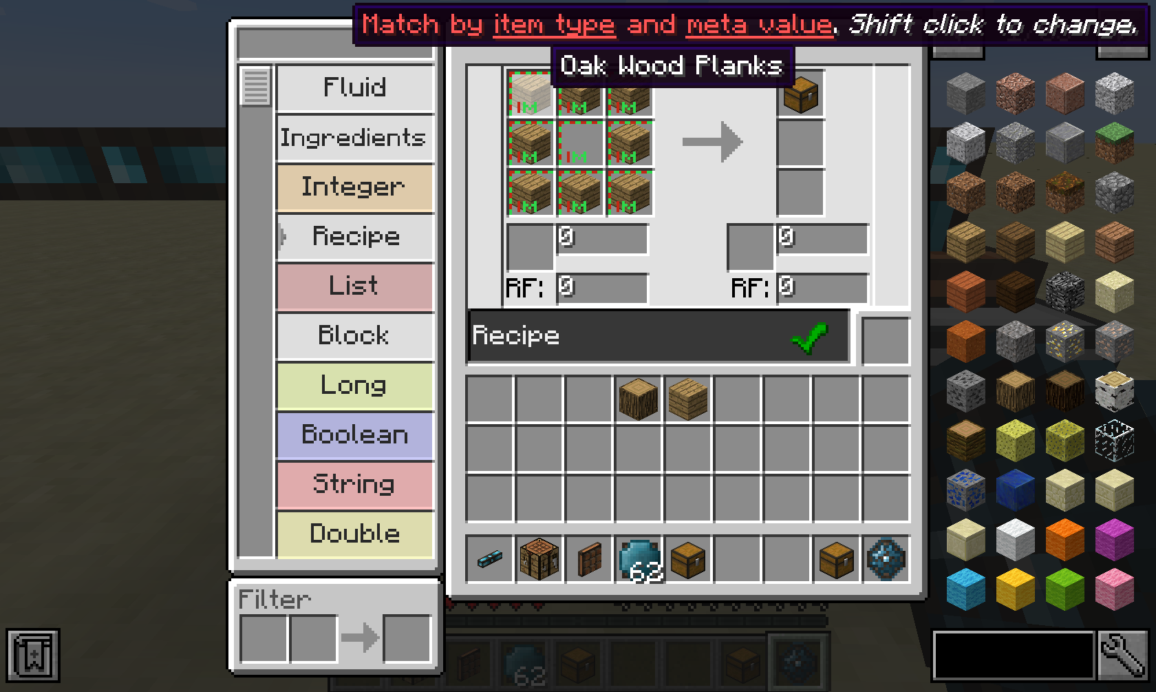 Recipes are created in the Logic Programmer