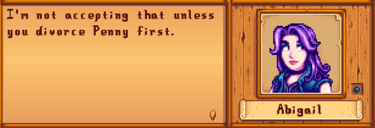 Abigail knows you're married.