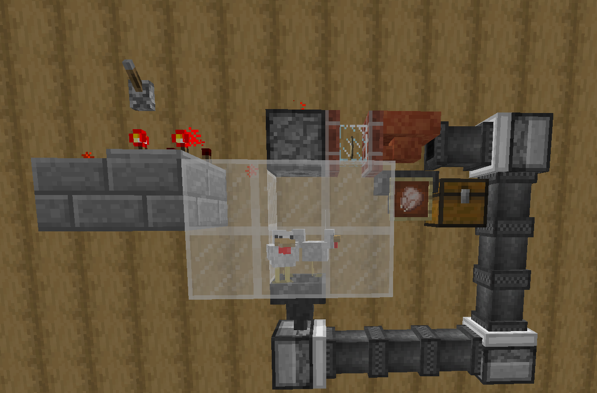 An automated chicken farm made with Essentials