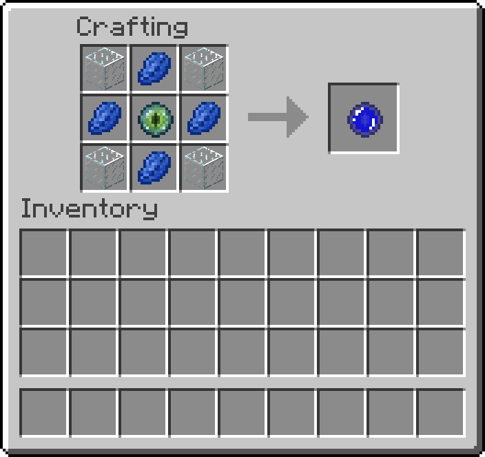 Thumbnail Consisting of:
4 Glass
4 Lapis Lazuli
1 Eye of Ender
