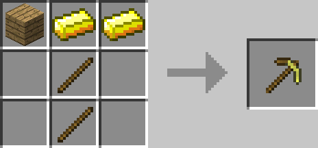 Shows the recipes for the front tipped pickaxes. (20 recipes)