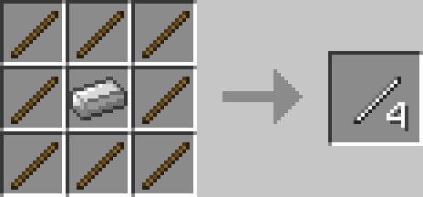 Shows the recipes for the rods. (4 recipes)