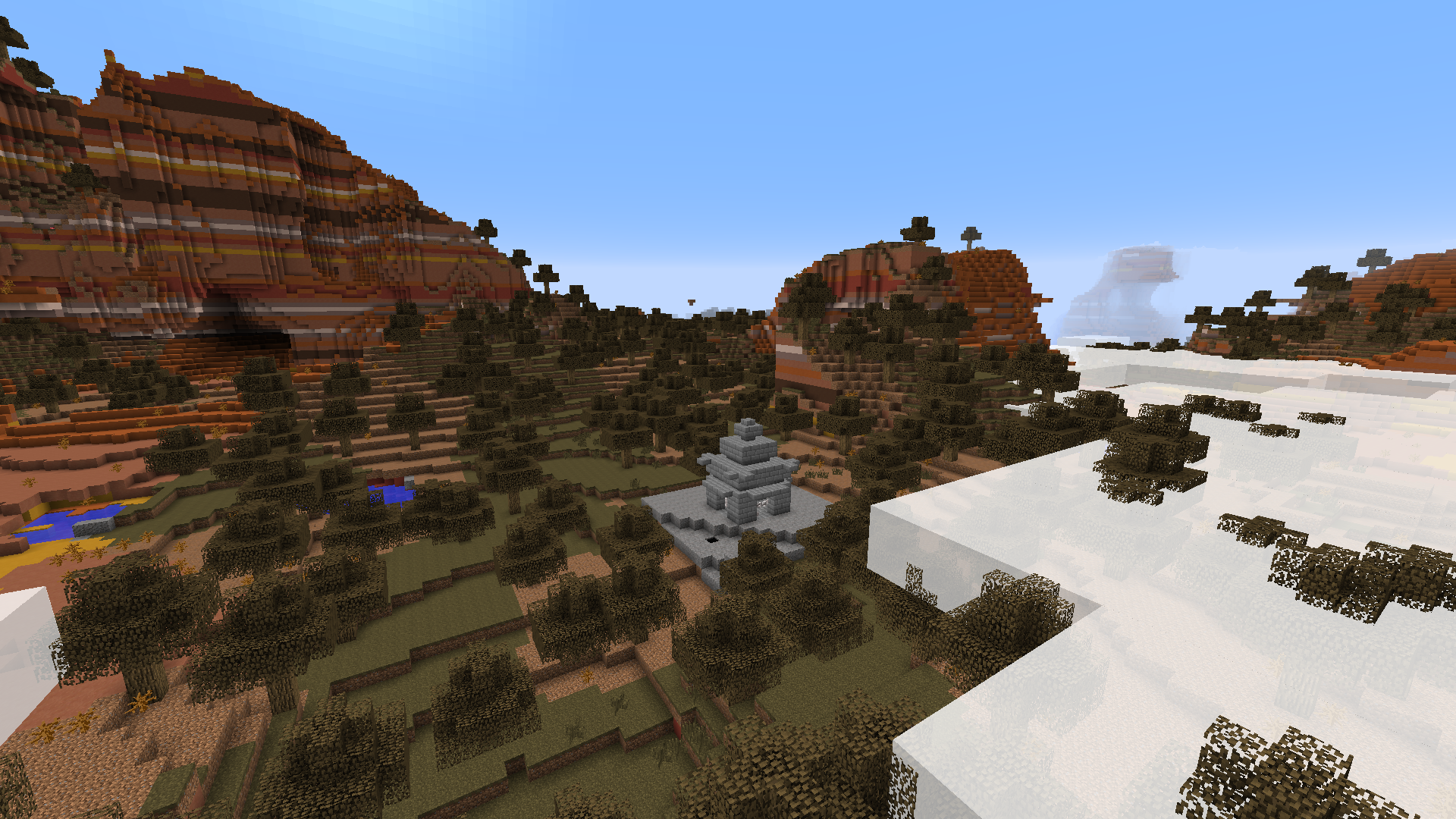 Showing off world gen with the seed "Dig fast. Dig deep." with version 1.1 of the pack.