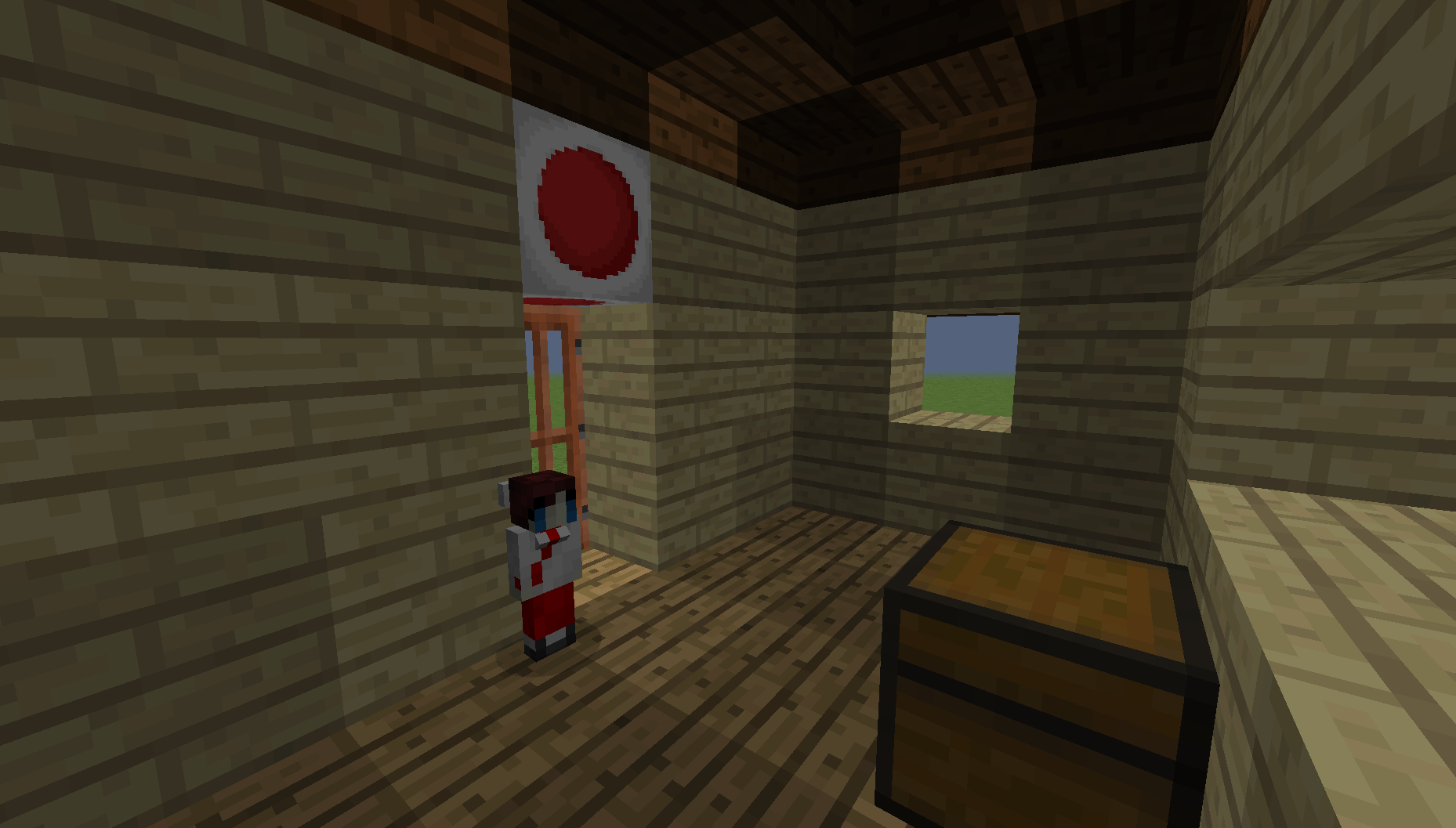 Interior of 0.3.0 shrine structure with naturally spawned Miko