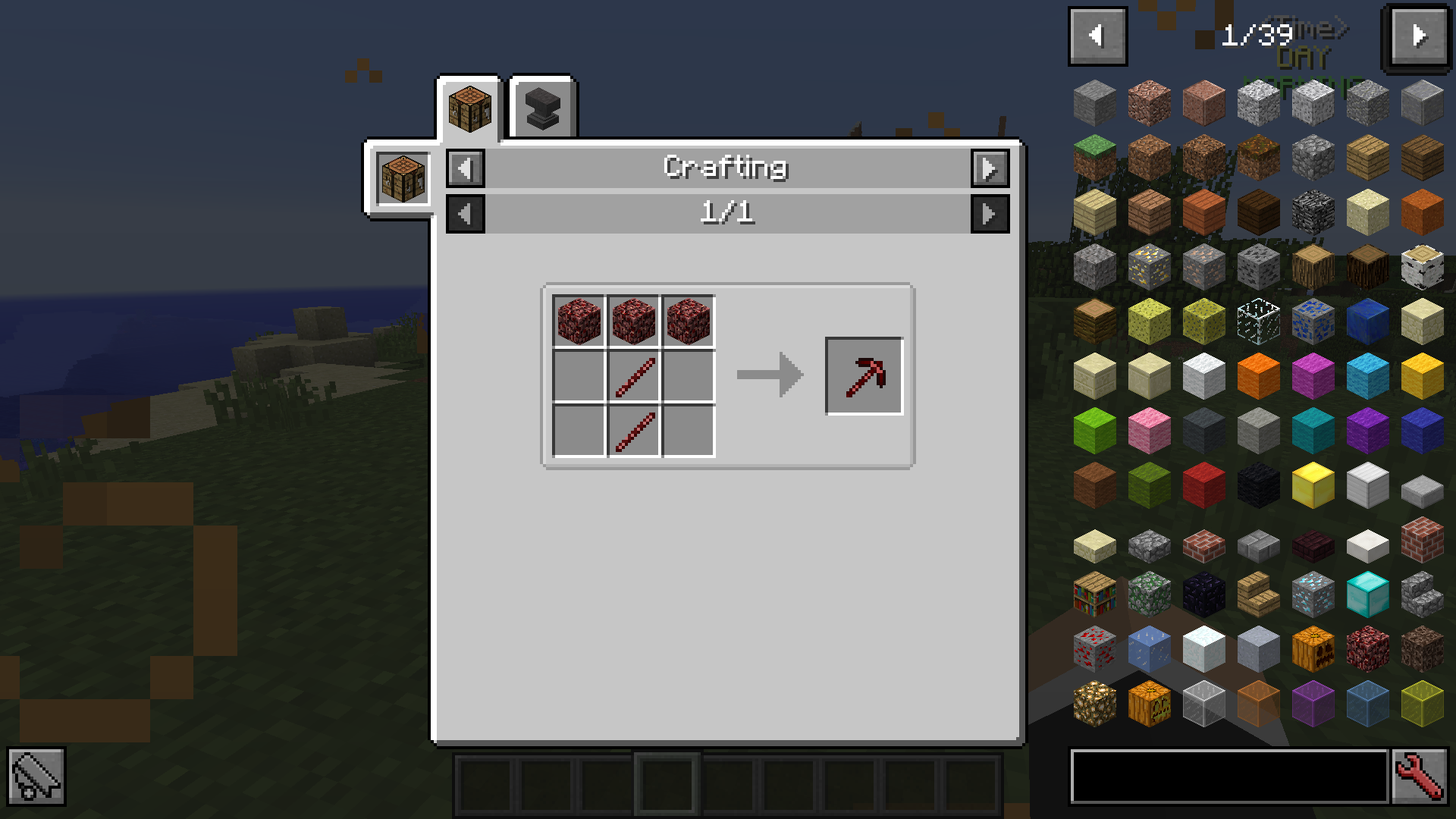 netherrack pic crafting recipe(example of using netherrack stick in crafting)