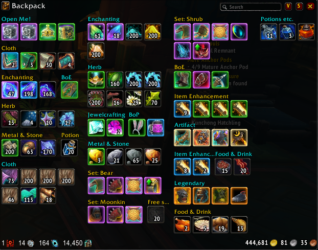 Bag grouping example