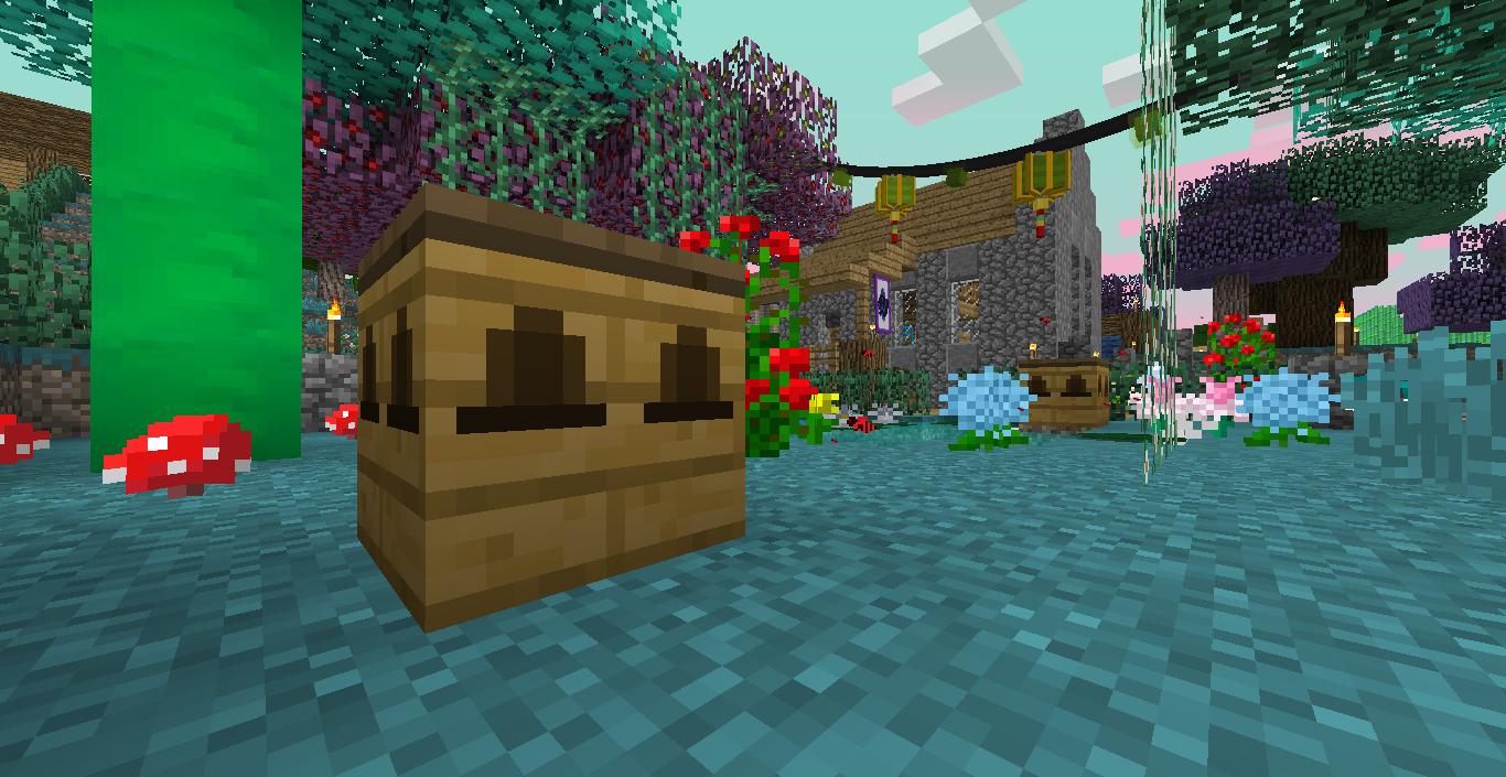 Here you can see a Bee House from Forestry, some Fairy Lights and a Slimy tree.