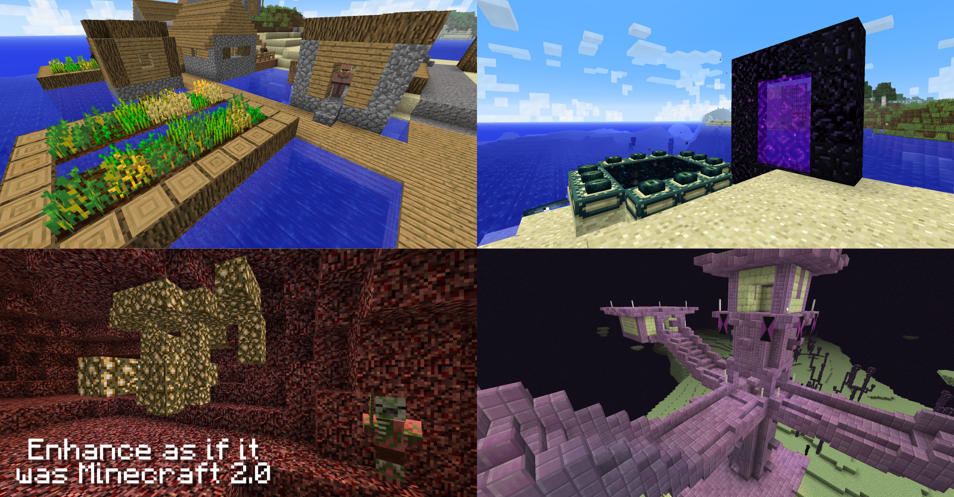 Works in vanilla worlds, including the Nether and The End.