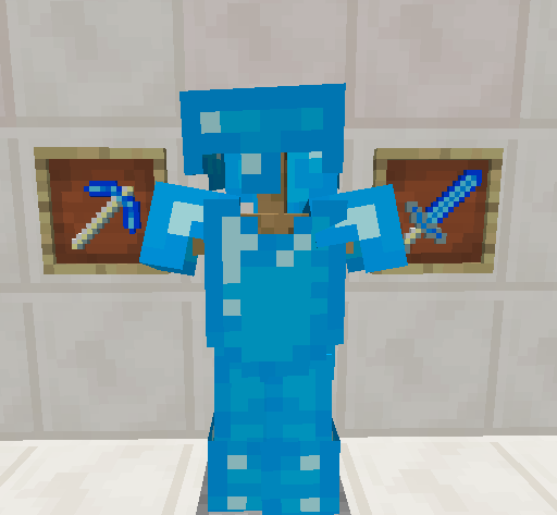 Diamantite Armor Set, a Pickaxe and a Sword